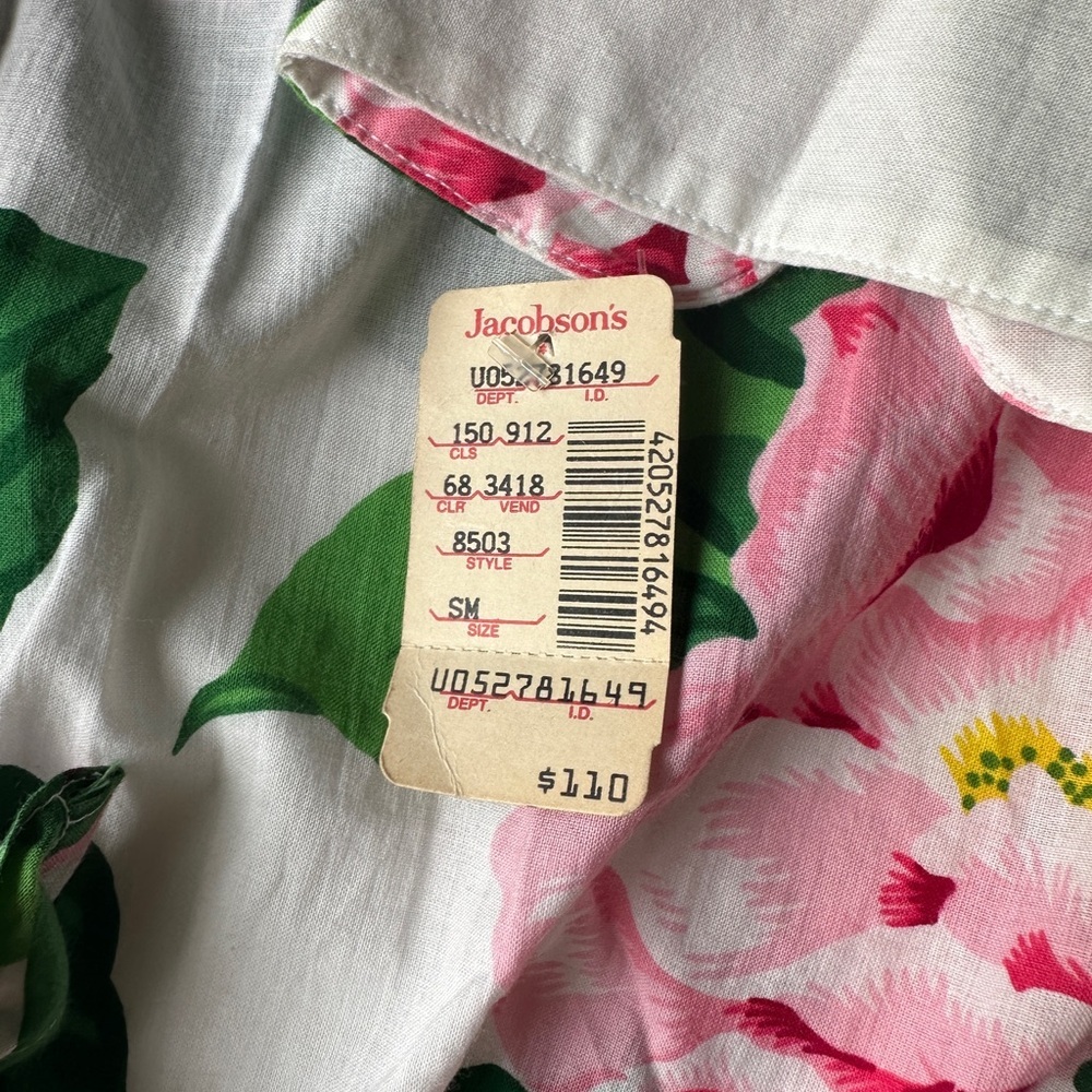 NWT Vintage Adrienne Vittadini Sport Floral Tie Front Thin Button Up Shirt Small - Picture 4 of 8